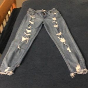 Size 11 distressed skinny jeans light blue denim